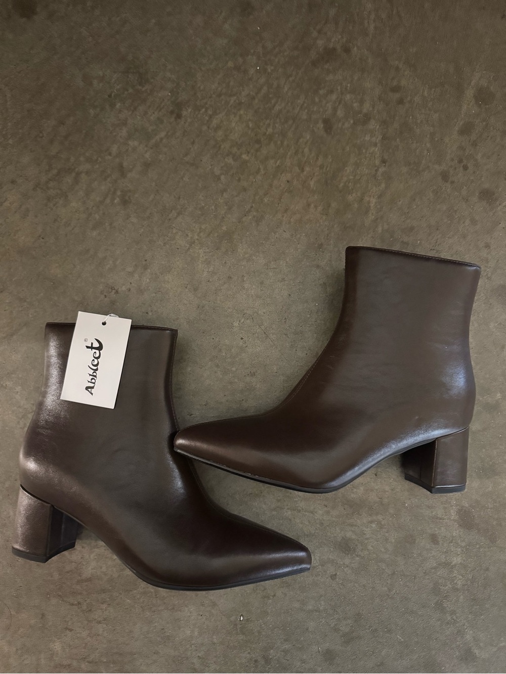 Women’s Ankle Boots in Dark Brown - Sleek Pointed Toe Block Heel